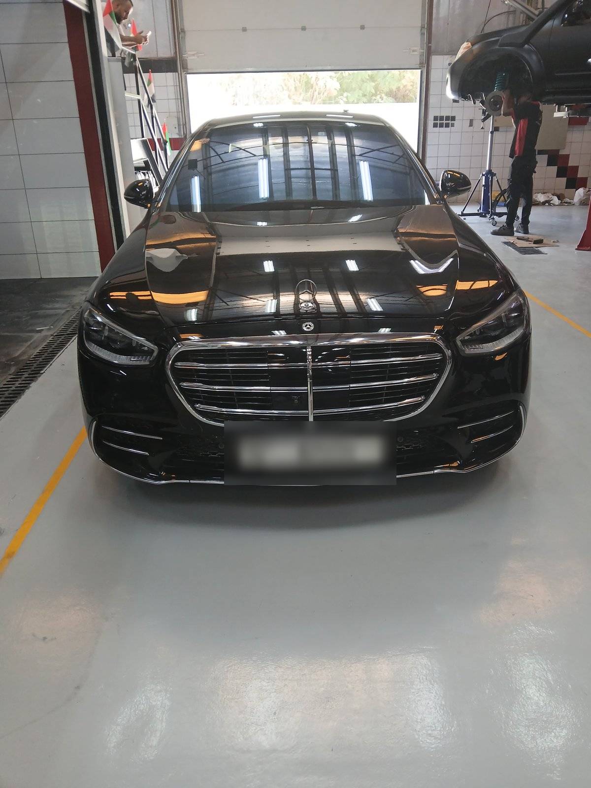 Mercedes S-Class in the Velokar workshop in Al Quoz, Dubai