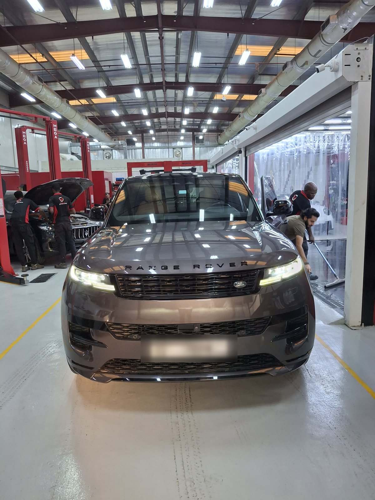 New Range Rover Sport in for service at Velokar Auto Repairing in Al Quoz, Dubai